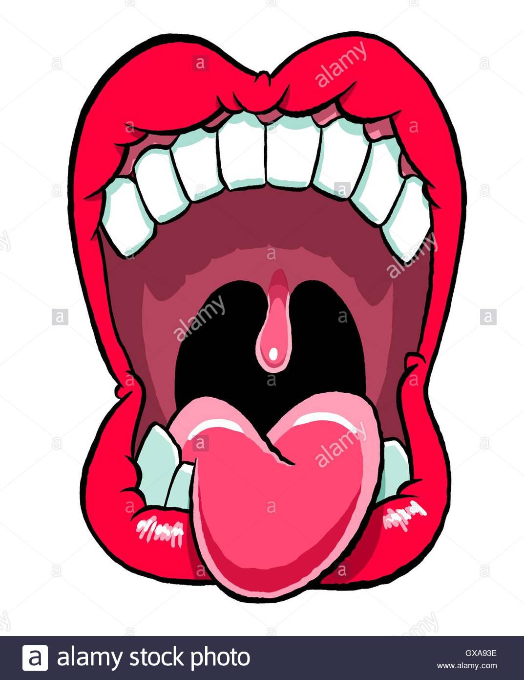 cartoon-caricature-of-open-mouth-with-red-lips-white-teeth-tongue-GXA93E -  Insight Out